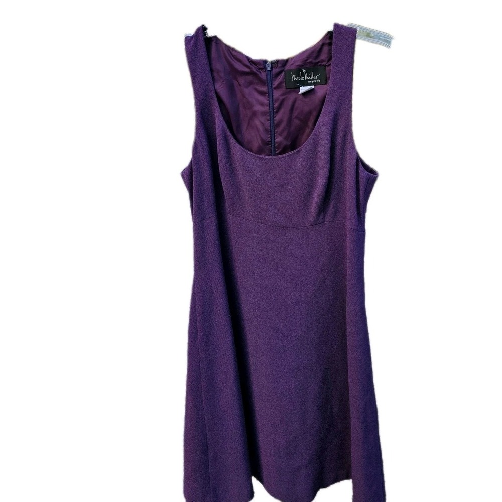 Nicole Miller Dress Solid Plum‎  Sleeveless Lined A-Line Size 6 - Picture 2 of 6